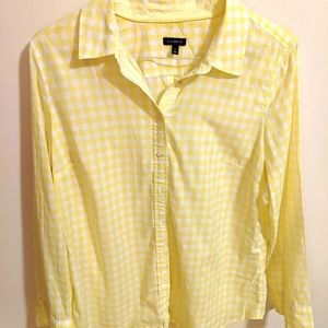 Talbots yellow gingham button-down shirt